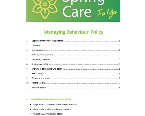 Managing Behaviour Policy