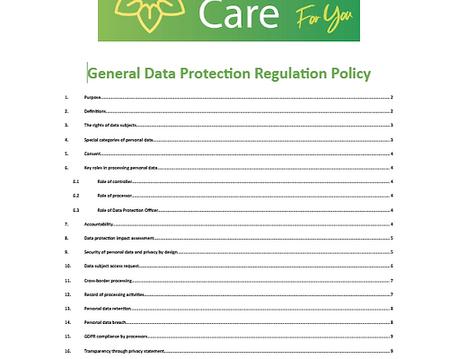 General Data Protection Regulation Policy
